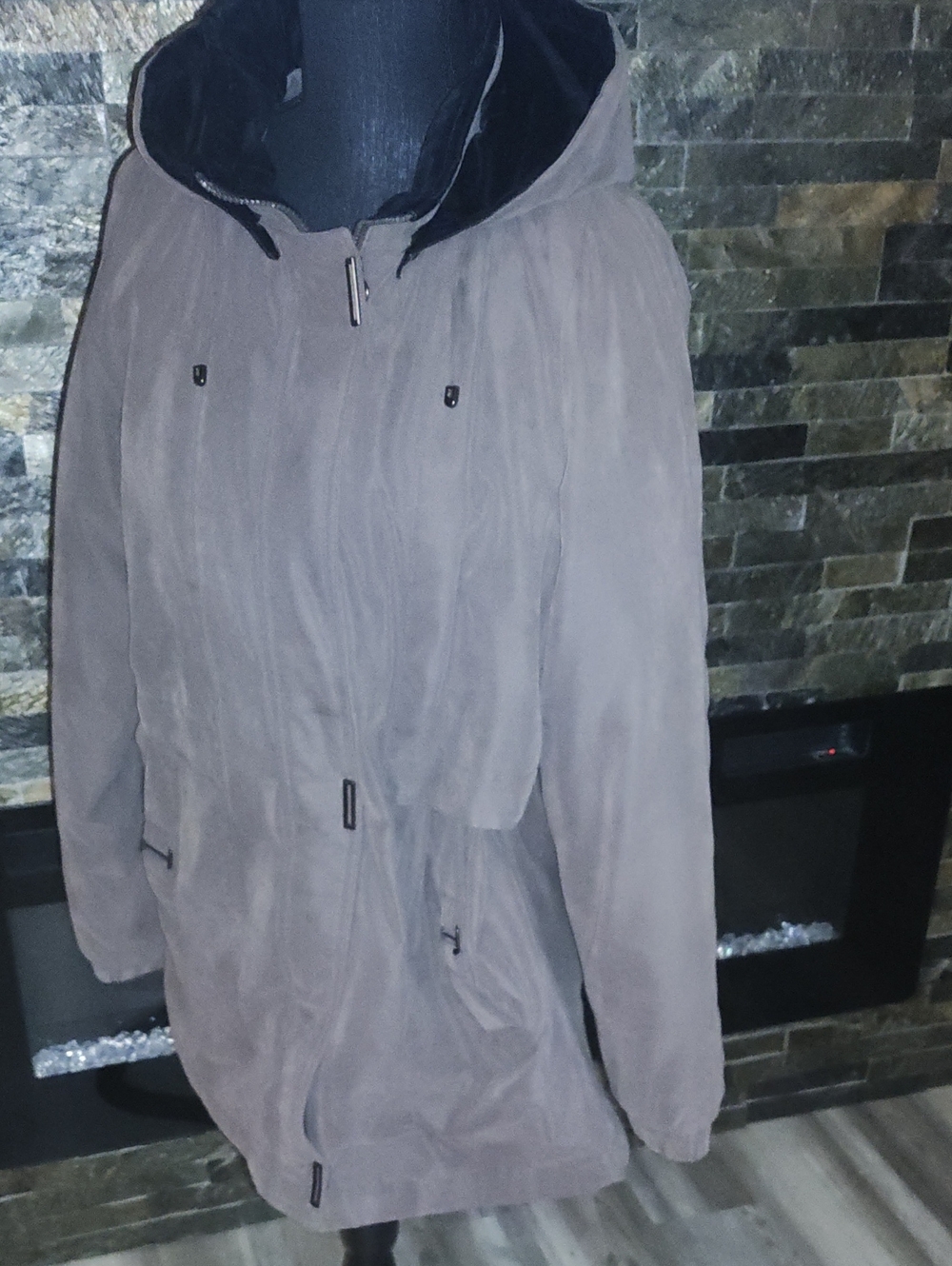 Croft & Barrow Women's Deyachable Hooded Anorak Jacket - Olive Size M